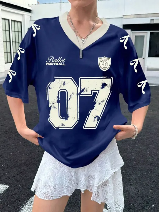 New%20Women's%20No.7%20Letters%20Printed%20V-Neck%20Short%20Sleeve%20Summer%20Soccer%20Jersey%20Loose%20Casual%20Sports%20Women's%20T-Shirt%20Short%20Sleeve%20-%20Image%204