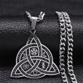 Viking Witch Celtic Knot Pendant Necklace Stainless Steel Men Chain Odin Gothic Necklace Protection Amulet Jewelry Nudo De Bruja.