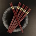 5/10 Pairs Red Chinese Chopsticks Reusable Square Food Chopsitcks Light Luxury Alloy Chopsticks Hotel Restaurant Alloy Tableware. 