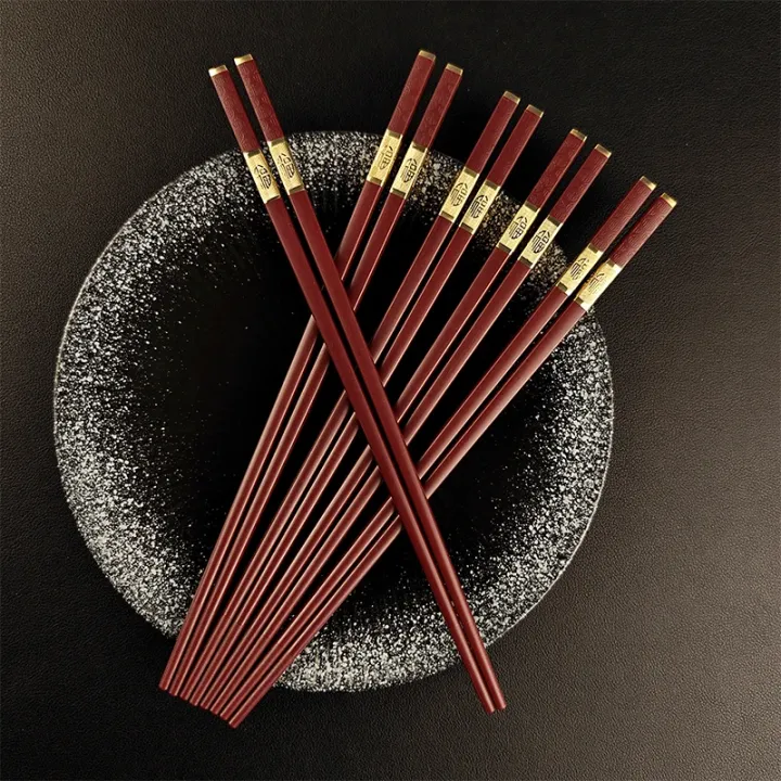 5/10%20Pairs%20Red%20Chinese%20Chopsticks%20Reusable%20Square%20Food%20Chopsitcks%20Light%20Luxury%20Alloy%20Chopsticks%20Hotel%20Restaurant%20Alloy%20Tableware%20-%20Image%202