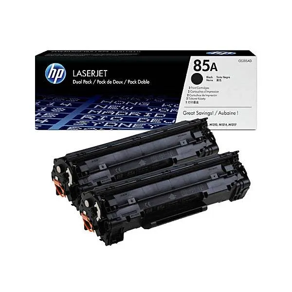 Lot De 2 Toners Compatibles HP 85A/CE285A - Pour Imprimantes LaserJet P1102, M1212nf, M1132, Etc. (Noir, 1600 Pages Chacun)