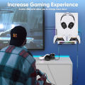 Wall Mount Kit with RGB Light For PS5/ Pro/ Slim Console Dual Controller Charging Station Headset Hanger For PS5 Accessories.