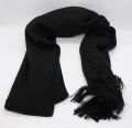 Solid Black and White Wool Blend Muffler with Watermark Design Soft Warm Scarf. 