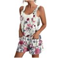 Rompers for Women Summer Wide Leg Jumpsuits Tie Knot Strap Shorts Romper Comfy Casual Overalls with Pockets. 