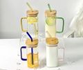 385 ml Lightweight, Heat-Proof Glass Tumbler with Straw & Handle - Eco-Friendly Lid - Perfect for Coffee, Tea, Juice. 