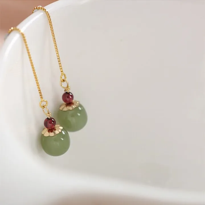 VENTFILLE%20Gold%20Color%20Hetian%20Jade%20Earrings%20for%20Women%20Green%20Round%20Jewelry%20Girls%20%20%20Dropshipping%20Wholesale%20-%20Image%204