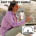 30 Oz Stainless Steel Thermos Mug Tritan Material Double Layer Vacuum Insulation Tape Handle, Perfect for Iced and Hot Drinks. 