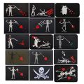 Pirate Flag Emblem Black Beard Edward Teach Badge Fabric Applique Embroidery Hook and Loop Patch for Armband,Backpack.