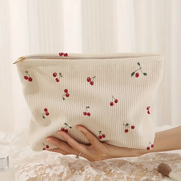 Cherry%20Printed%20Corduroy%20Makeup%20Bag,%20Lightweight%20Zipper%20Makeup%20Storage%20Box,%20Multifunctional%20Bag%20with%20Lining%20-%20Image%202