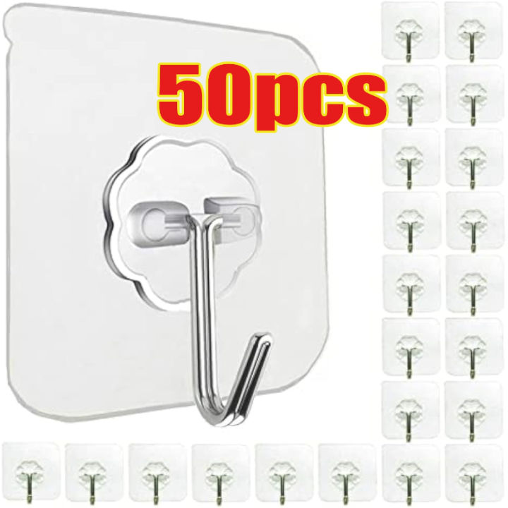 Transparent Self Adhesive Wall Hooks Hangers Key Holder Towel Holder Bathroom Organizer Rack Kitchen Strong Adhesive Wall Hooks
