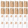 10/20/30pcs Retro Kraft Paper DIY Bag White Brown Cookie Wedding Favor Candy Box Food Packaging Bag With Rope Birthday Deco.