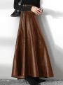 ZANZEA Women's PU Leather Maxi Skirt 2025 Autumn Elegant OL Long Saias Fashion Solid Mujer Faldas Casual High Waist Zipper Jupe. 