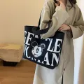Disney Large Capacity Canvas Bag Women's 2024 New Trendy Cartoon Mickey Tote Bag College Student Class Shoulder Tote Bag. 