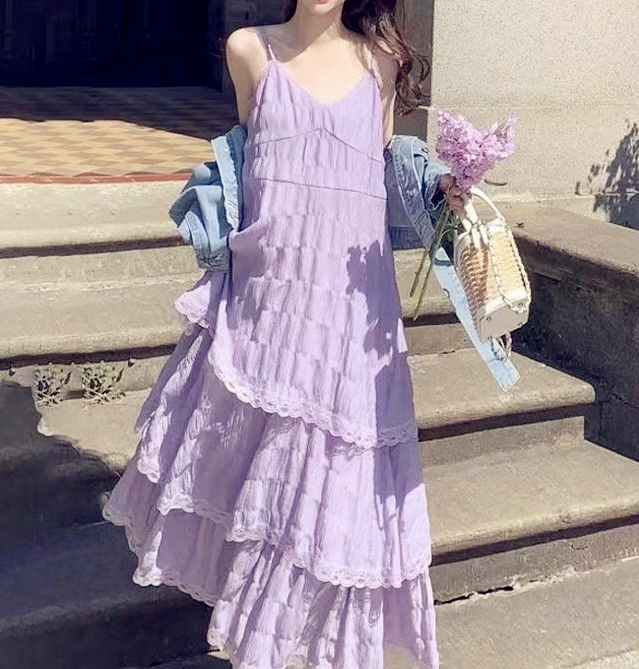 Summer Befree Long Vintage Casual Ruffles Elegant Maxi Strap Camis Silky Beach Lace Elegant Party Dress Vestidos Women
