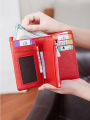 New Women's Wallet Fashionable and Minimalist Short Zero Wallet Small and Fresh Three Layer Large Capacity PU LeatherCardSeatBag. 