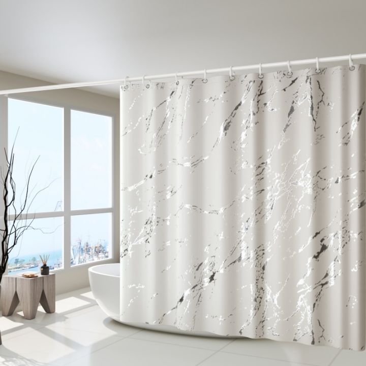 1 Piece of Gilded & Silver-Plated Craft Shower Curtain, 110g Thickened Polyester Fabric, Home Decoration Curtain, Bathroom Curta