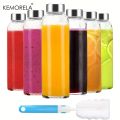 KEMORELA 3/4/6PCS Clear Glass Bottles with Lids 530ML, Reusable Glass Water Bottles with Stainless Steel Cap for Juice Milk Tea. 