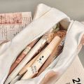 Cute French Toasted Pen Bag Plush Large Capacity Student Pencil Case Multi-function Funny Stationery Storage Bag Organizer.
