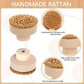 2pcs Solid Wooden Door Handle Circular Small Rattan Weaving Single Hole Cabinet Wardrobe Shoe Drawer Pulls Knobs for Furniture. 