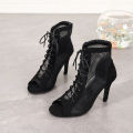 Summer New Pupms Women High Top Dance Shoes Ballroom Salsa Tango Sandals Girl Fashion Party Mesh Cutout High Heel Sandalias.