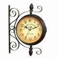 Rotating Dual faced Station Clock Round Wall Hanging Double Sided Garden Clock. 