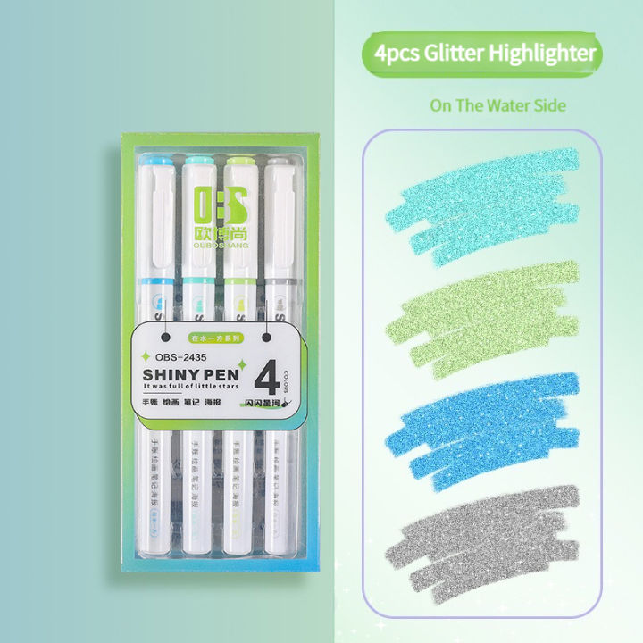 4Pcs/Set%20Aesthetic%20Star%20Glitter%20Highlighters%20Shiny%20Scrapbook%20Doodle%20Pen%20Notebook%20Highlight%20Markers%20Pencil%20Kawaii%20Kids%20Stationery%20-%20Image%207