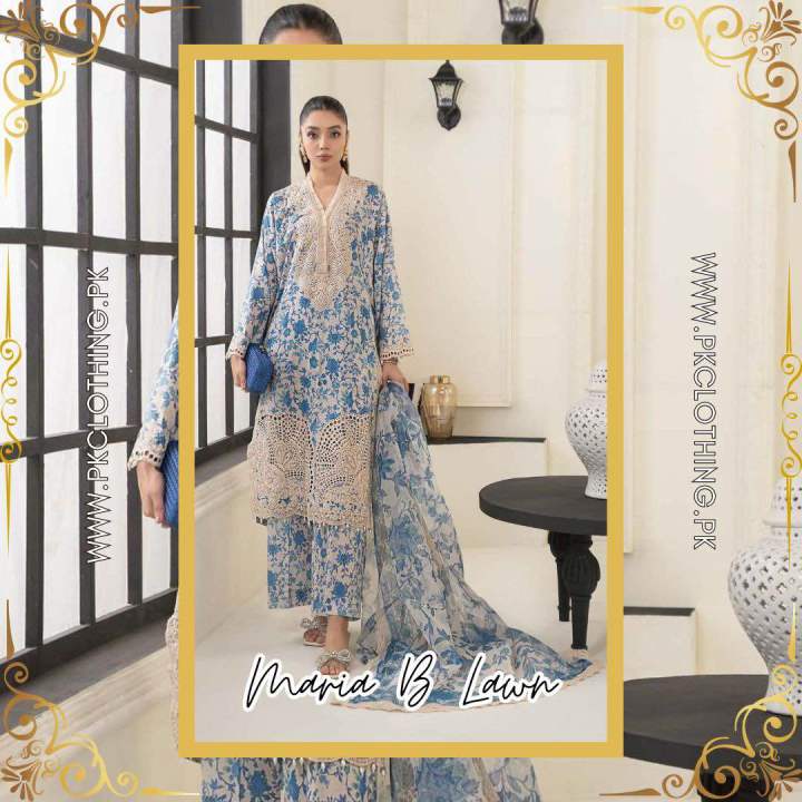 Mariiaa.B. 3Pcs Lawn Embroidered Suit with Chiffon Dupatta & Cambric Trouser