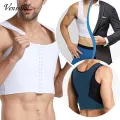 Men Body Shaper Slimming Chest Push Up Corset Compression Waist Trainer Building Sleeveless Vest Correct Posture Hooks Vest. 