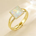 Unique  for Her,Vintage Square White Opal Promise Minimalist 7-9 Adjustable Open Ring for Women,Elegant Anniversary Jewelry. 