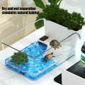 Turtle Tank with Basking Area, Transparent Reptile Terrarium Habitat for Pet Turtles, Hermit Crabs, Tortoise Adoption. 