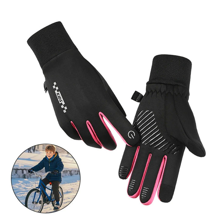 Winter Children's Gloves Padded Warm Wind Cold Riding Gloves Touch Screen Non-slip Ski Gloves Outdoor Sports Gloves