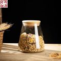 1- Piece  [ 550ml | 750ml | 950ml ] Borosilicate Glass Bottles with Wood Lid Kitchen Storage Glass Airtight Canister Jars Food Container Coffee Beans. 