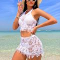 2PCS Sexy Women Fishnet Cover Ups Hollow Out Bodycon Women's Swimwear See through Tassel Dress without Bikini Beachwear DS041. 