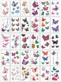 30 Sheets 3D Texture Waterproof Colorful Butterfly Temporary Tattoo Stickers.