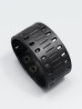 Personality retro wide genuine leather bracelet punk style simple hollowed out men's bracelet. 