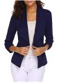 Womens Blazer Casual Open Front Work Office Blazer Jacket 3/4 Sleeve Lapel Coats with Removable Shoulder Pads. 