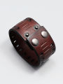 Personality retro wide genuine leather bracelet punk style simple hollowed out men's bracelet. 