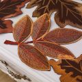 1pc Autumn Maple Leaf Embroidered Table Runner, Flocked Brown Maple Design, Rustic Farmhouse Thanksgiving Harves. 