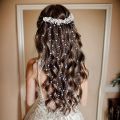 Bridal New Hair Accessories Handmade Pearl Headgear Tassel Comb Wave Headband Wreath Wedding Hair Comb Accessories. 