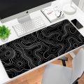 Black and White Mouse Pad Topographic Contour Large Mousepad Xxl Gaming Accessories Overlock Mouse Mat Computer  Desk Mat. 