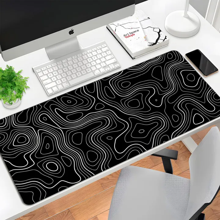 Black%20and%20White%20Mouse%20Pad%20Topographic%20Contour%20Large%20Mousepad%20Xxl%20Gaming%20Accessories%20Overlock%20Mouse%20Mat%20Computer%20%20Desk%20Mat%20-%20Image%202
