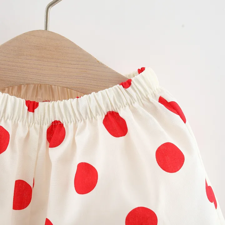 Girls%20Beach%20Vacation%20Clothes%20Bow%20Suspender%20Tops%20and%20Shorts%20Polka%20Dot%20Pattern%202pc%20Set%20Summer%20Baby%20Girl%20Korean%20Style%20Set%20-%20Image%206