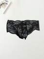 3PCS Floral print solid color casual basic knitted fabric Men's triangle underwear  mesh loose underwear. 