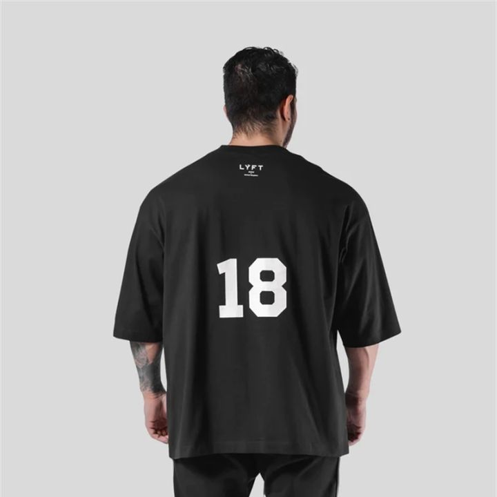LYFT%20Loose%20Men%20Gym%20Running%20T-Shirts%20Breathable%20Short%20Sleeve%20Summer%20Cotton%20Fitness%20T%20Shirt%20%20Sports%20Bodybuilding%20Training%20TEE%20Tops%20-%20Image%202