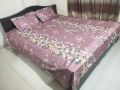 luxury panel cotton double size twill panel bed sheet size (7×8) feet King size with two pillow cover. 