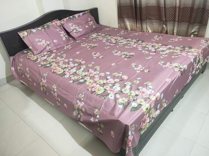 luxury panel cotton double size twill panel bed sheet size (7×8) feet King size with two pillow cover