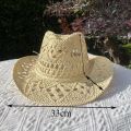 Straw Hat for Women Men Summer Handmade Classic Vintage Hollow Out  Western Curled Wide Brim Sun Hat Fishing Hat Climbing Cap. 