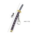 Mini Roronoa Zoro Samurai Sword Keychain Anime Plastics Scabbard Key Chain Ring Katana Buckle for Men Cosplay Toy Jewelry Gift. 