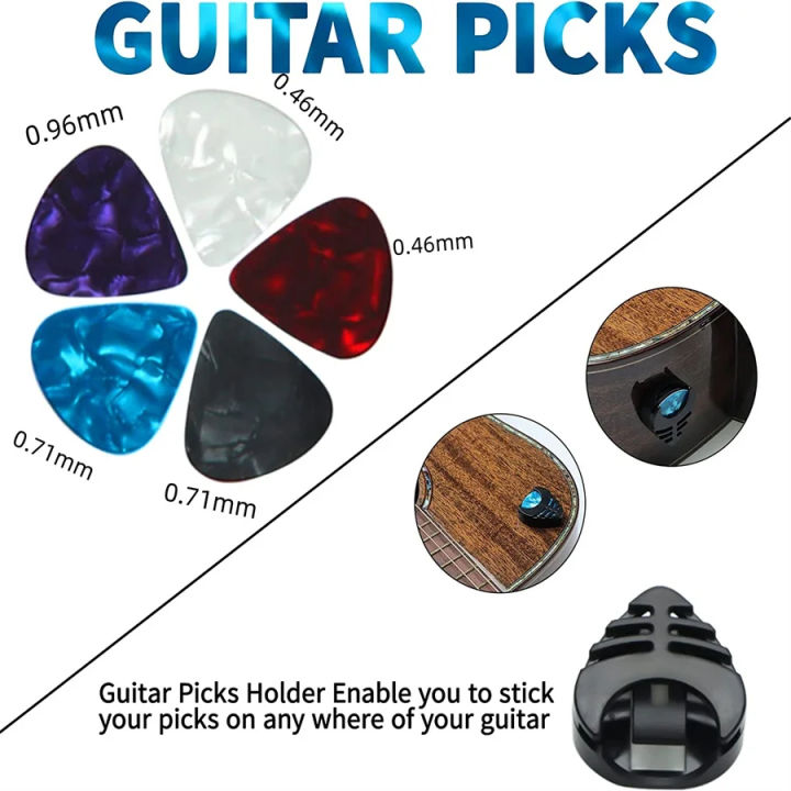 10Pcs%20Soft%20Guitar%20Strap%20With%203%20Pick%20Holders,%20Strap%20Button%20Headstock%20Adaptor,%201%20Pair%20Strap%20Locks%20and%205%20Guitar%20Picks%20Set%20-%20Image%203