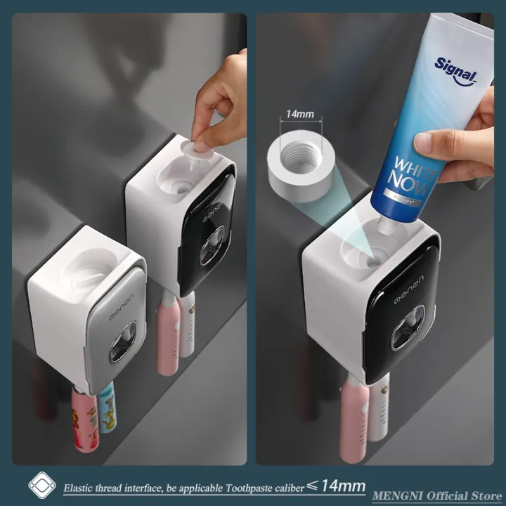 %EF%BB%BFMENGNI%20Toothpaste%20Dispenser%20Wall-Mounted%20Bathroom%20Toothpaste%20Squeezer%20Punch-Free%20Toothbrush%20Holder%20Rack%20manual%20operation%20-%20Image%204